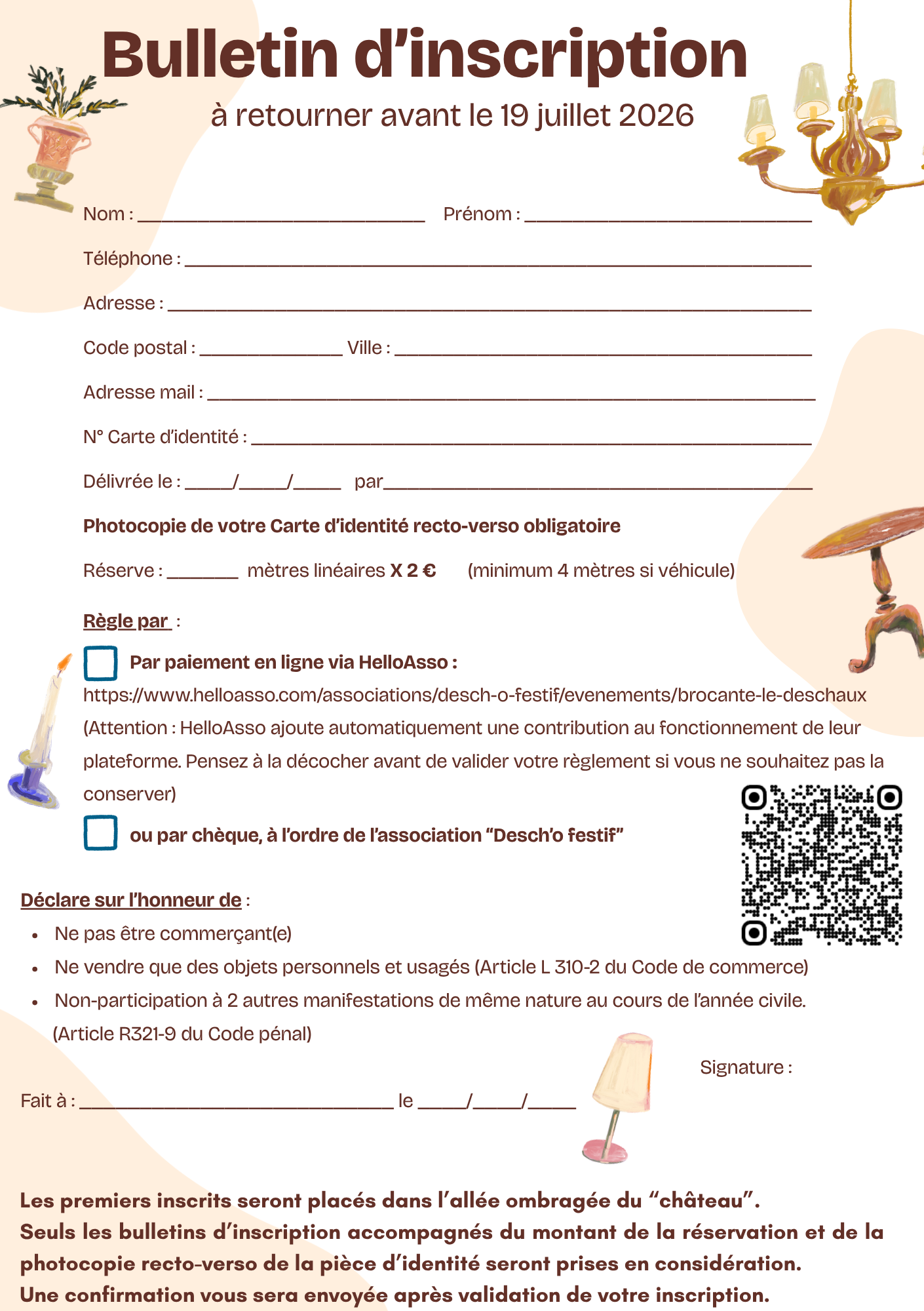 Bulletin inscription
