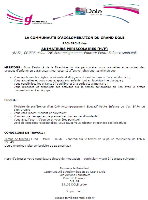 Recrutement animateur
